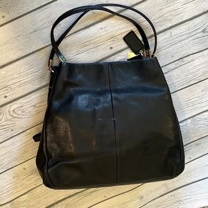 Coach Phoebe handbag, black pebbled leather, gold hardware